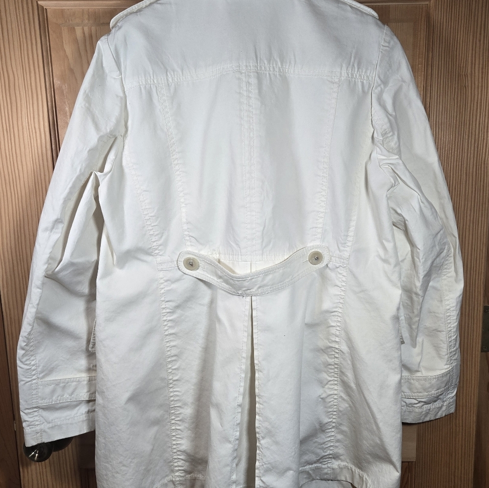 Vintage Banana Republic Trench Coat Button Womens XL White Spring Office Career - Picture 5 of 12